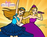 Dibujo Barbie y la princesa cantando pintado por tatiana125