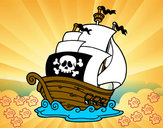 Dibujo Barco de piratas pintado por marivito