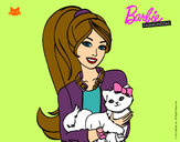Dibujo Barbie con su linda gatita pintado por LuliTFM