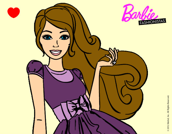 Dibujo Barbie con su vestido con lazo pintado por LuliTFM