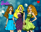 Dibujo Barbie y sus amigas vestidas de fiesta pintado por LuliTFM