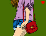 Dibujo Chica con bolso pintado por LuliTFM