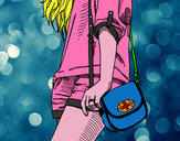 Dibujo Chica con bolso pintado por Natalia9