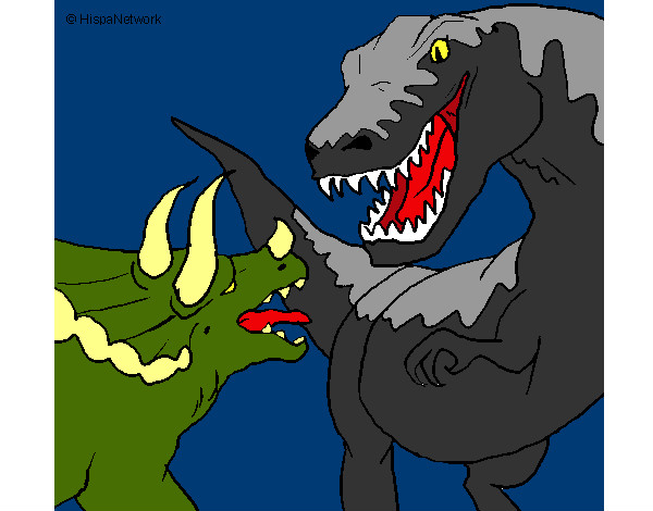 Dibujo Lucha de dinosaurios pintado por Assin