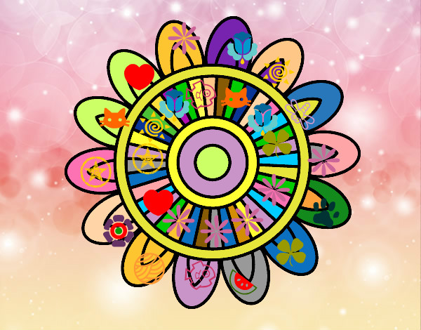 Dibujo Mandala solar pintado por Chuleti