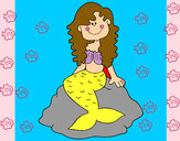 Dibujo Sirena sentada en una roca pintado por miley15