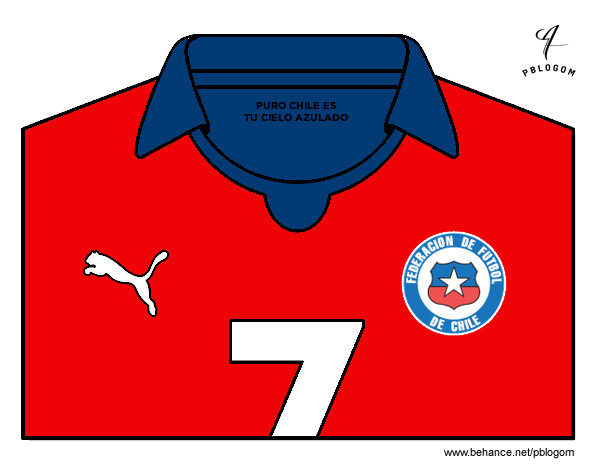 Dibujo Camiseta del mundial de fútbol 2014 de Chile pintado por ahsoka