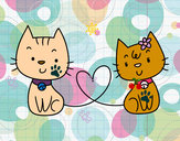 Dibujo Gatos enamorados pintado por jimena88