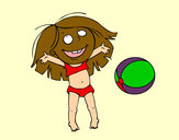 Dibujo Niña con pelota de playa pintado por LuliTFM