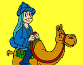 Dibujo Rey Melchor en camello pintado por JuanMar3