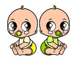 Dibujo Bebés gemelos pintado por jhoanaa