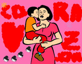 Dibujo Beso maternal pintado por izan4