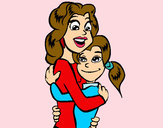 Dibujo Madre e hija abrazadas pintado por queyla