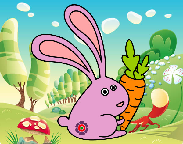 Dibujo Conejo con zanahoria pintado por dianita12