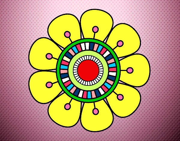 Dibujo Mandala en forma de flor pintado por ceval69