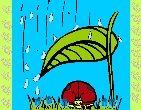 Dibujo Mariquita protegida de la lluvia pintado por dianita12