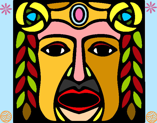 Dibujo Máscara Maya pintado por teotxu