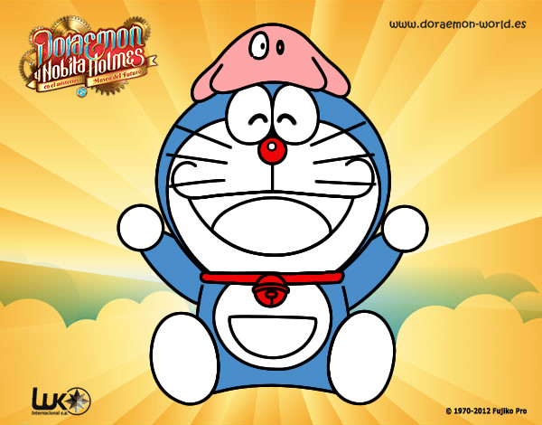 Dibujo Doraemon feliz pintado por LuiisaOMG