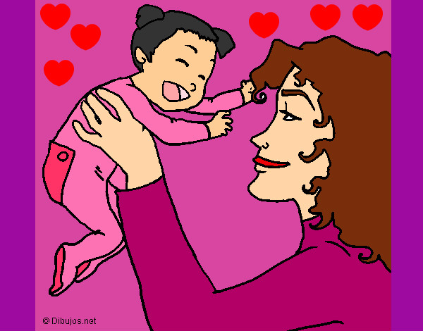 Dibujo Madre con su bebe 1 pintado por dianita12