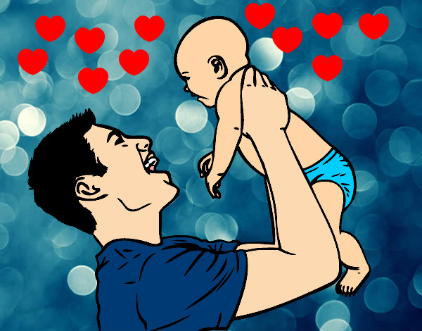 Dibujo Padre y bebé pintado por dianita12