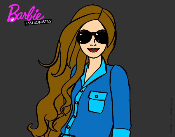 Dibujo Barbie con gafas de sol pintado por Adriana11
