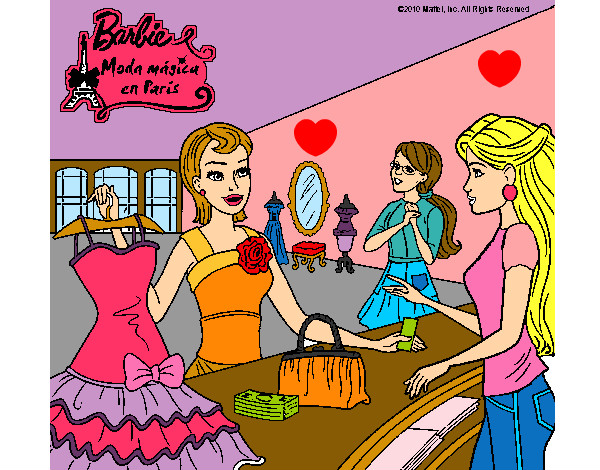 Dibujo Barbie en una tienda de ropa pintado por lesliepsic