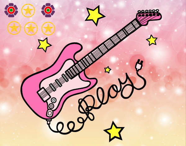Dibujo Guitarra y estrellas pintado por samy876