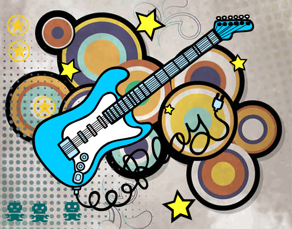 Dibujo Guitarra y estrellas pintado por samy876