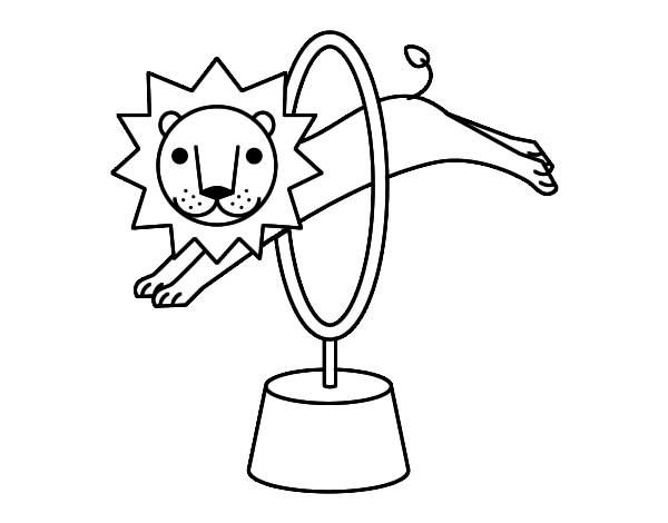 Dibujo León saltando pintado por vale0823