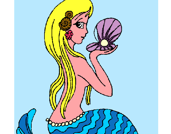 Dibujo Sirena y perla pintado por Amazonita
