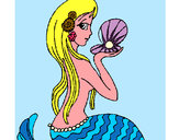 Dibujo Sirena y perla pintado por Amazonita
