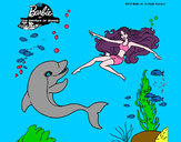 Dibujo Barbie jugando con un delfín pintado por sofi1604