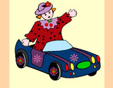 Dibujo Muñeca en coche descapotable pintado por queyla