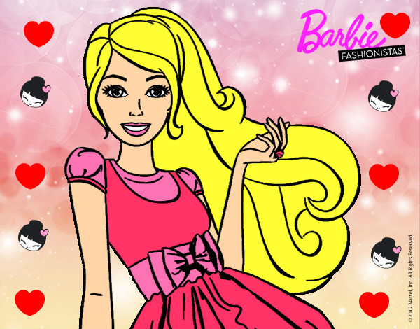 Dibujo Barbie con su vestido con lazo pintado por erika-123