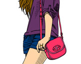 Dibujo Chica con bolso pintado por rubielita
