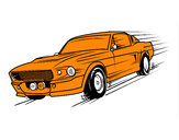 Dibujo Mustang retro pintado por secayean