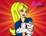 Dibujo Barbie con su linda gatita pintado por Diamond