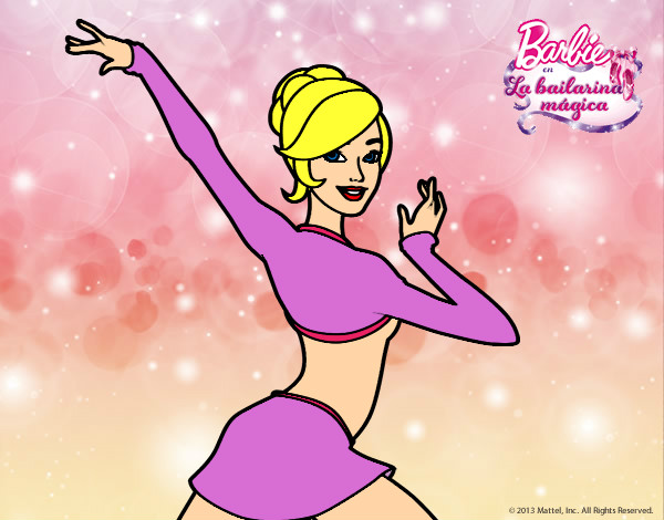 Dibujo Barbie en postura de ballet pintado por Diamond