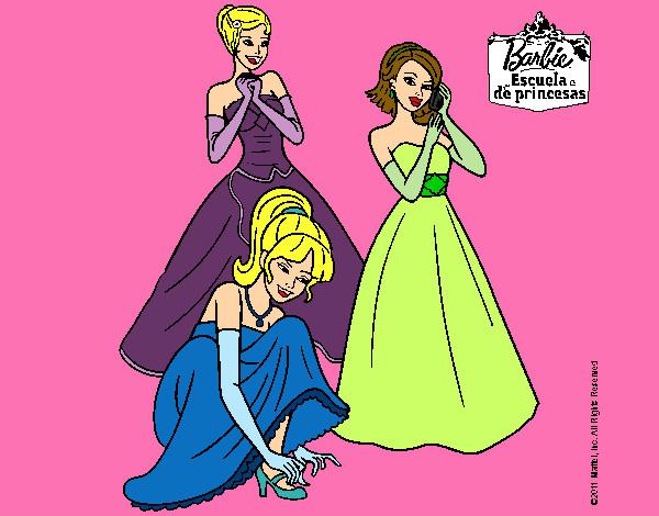 Dibujo Barbie y sus amigas vestidas de gala pintado por Diamond