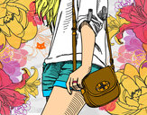 Dibujo Chica con bolso pintado por Mariana973