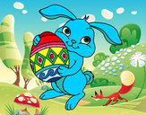 Dibujo Conejo con huevo de pascua pintado por queyla