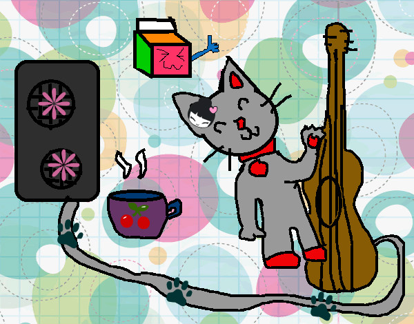 Dibujo Gato rockero pintado por Anto05