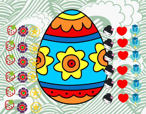 Dibujo Huevo de Pascua con flores pintado por Anto05