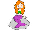 Dibujo Sirena sentada en una roca pintado por valen3711