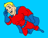 Dibujo Superhéroe volando pintado por kikass