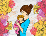 Dibujo Madre cogiendo al bebé pintado por dianita12