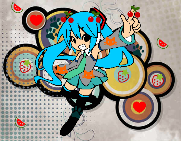 Dibujo Miku vocaloid pintado por reasamijuk