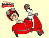 Dibujo Mr Peabody y Sherman en moto pintado por RO_CI_2004
