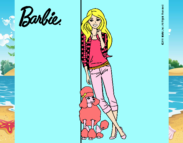 Barbie con cazadora de cuadros