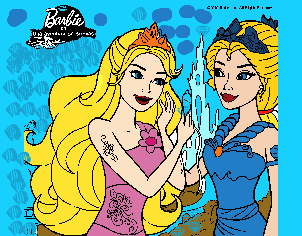 Dibujo Barbie se despiede de la reina sirena pintado por tilditus